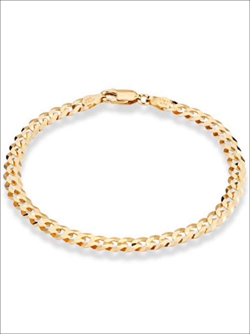 18K Gold Plated 925 Sterling Silver 5mm Cuban Curb Chain Bracelet Italy